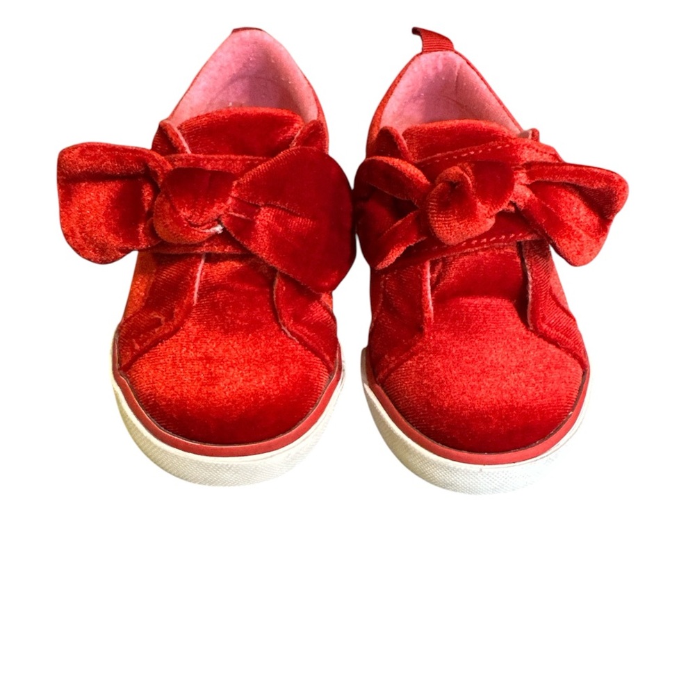 Toddler Girl Red Velvet Bow Slip On Shoes